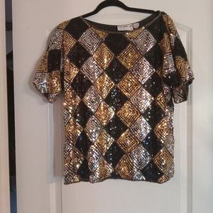 Large sequined pullover top